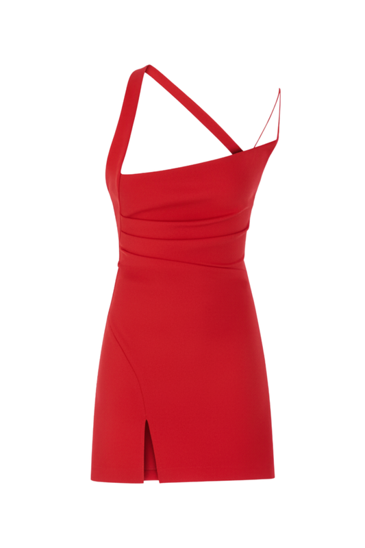 RED SCULPT CREPE DRESS