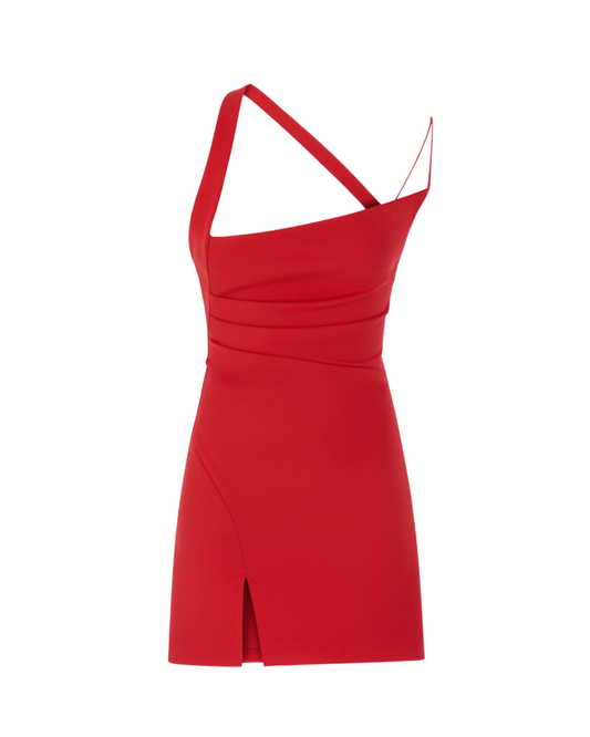 RED SCULPT CREPE DRESS