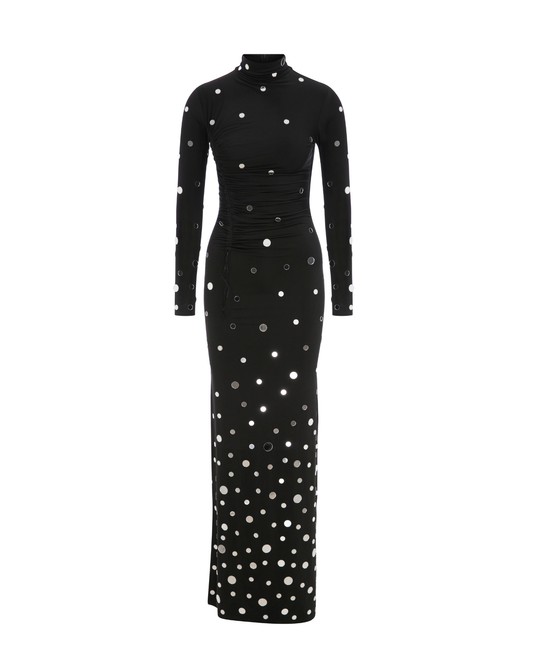 JERSEY MAXI DRESS COVERED IN MIRRORS
