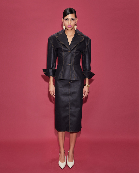 RAW DENIM JACKET WITH SHOULDERPADS