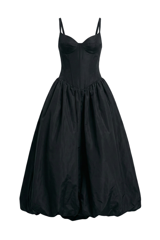 MIDI TAFFETA GOWN WITH BALLOON SKIRT