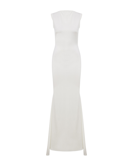 JERSEY BACKLESS MAXI DRESS IN WHITE
