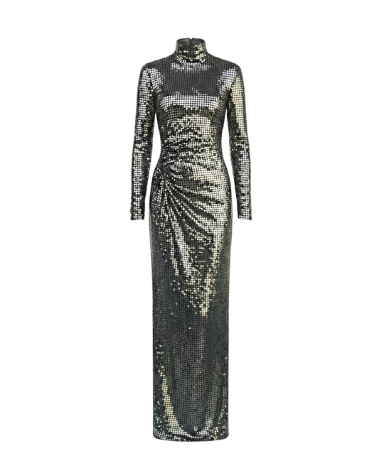 SILVER SEQUIN BODYCON MAXI DRESS