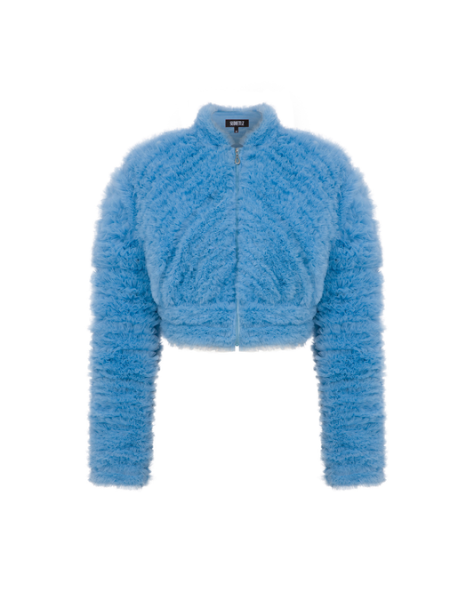 RUFFLED TULLE OVERSIZED BOMBER JACKET