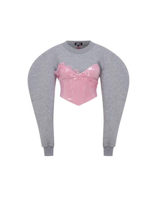 SEQUINED CORSET SWEATSHIRT TOP