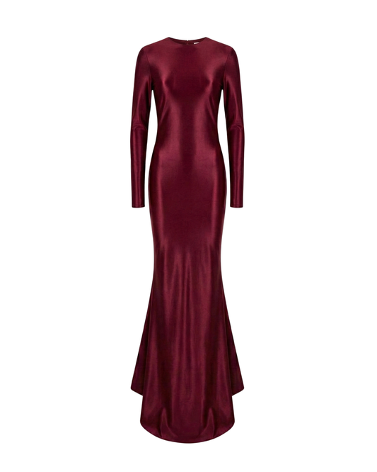 BACKLESS MAXI JERSEY DRESS WITH CHAIN ACCESSORY