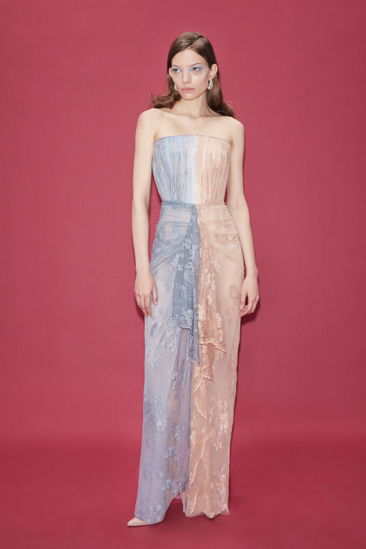 COLORBLOCK LACE MAXI DRESS
