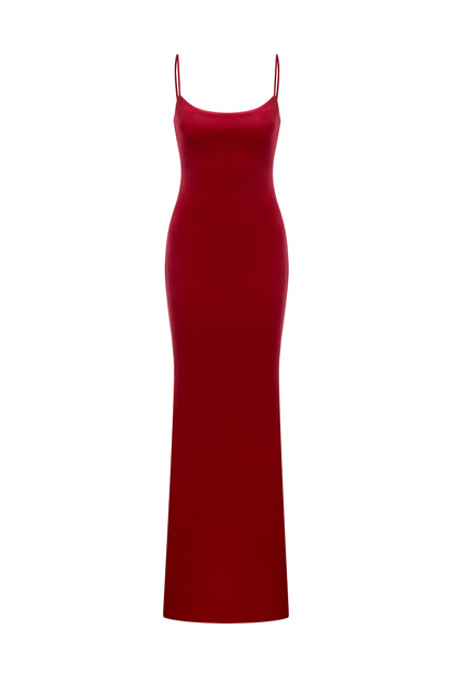 VELVET BODYCON DRESS WITH THIN STRAPS