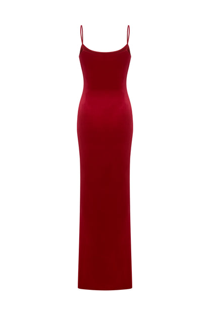 VELVET BODYCON DRESS WITH THIN STRAPS