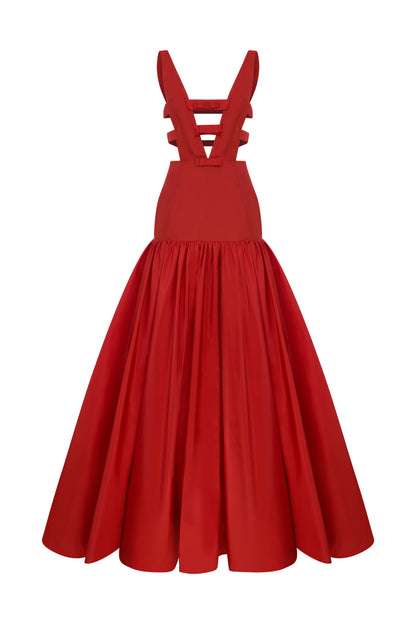 DEEP V NECKLINE GOWN WITH BOW DETAILS