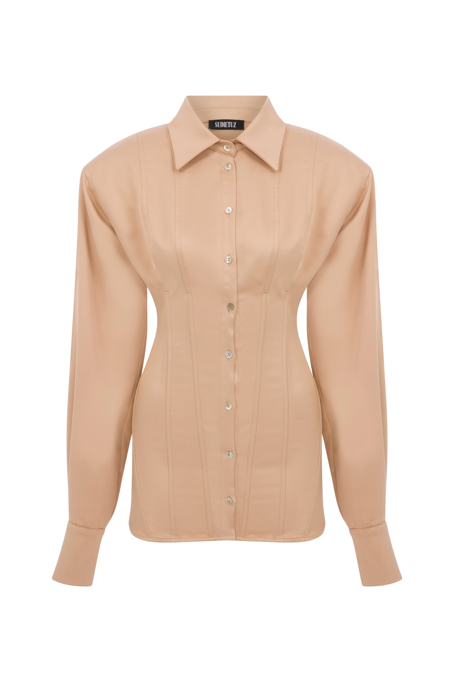 SATIN SHIRT WITH WAIST BONING
