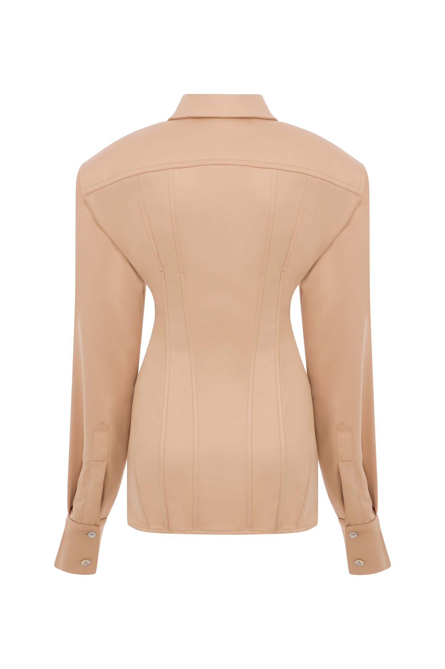 SATIN SHIRT WITH WAIST BONING