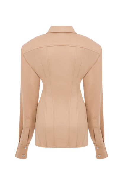 SATIN SHIRT WITH WAIST BONING