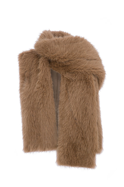 FAUX FUR VEST WITH ATTACHED SCARF