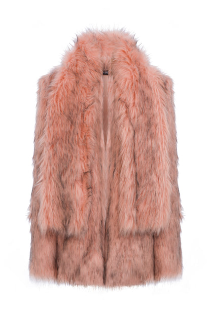 FAUX FUR JACKET WITH SCARF ATTACHED