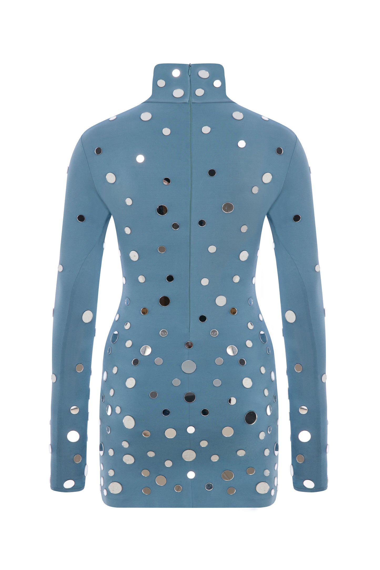 MIRROR COVERED MINI JERSEY DRESS