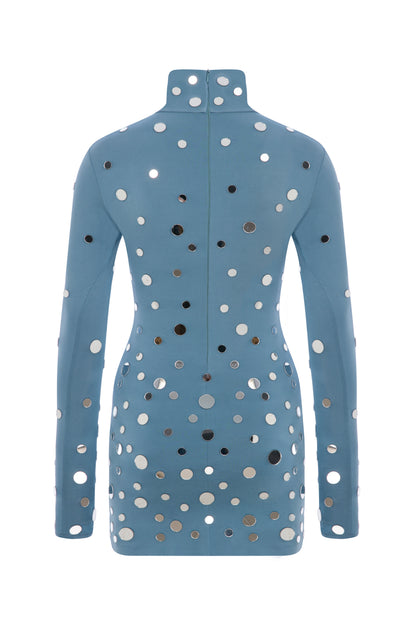 MIRROR COVERED MINI JERSEY DRESS