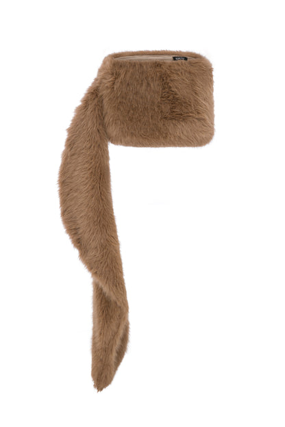 FAUX FUR MINI SKIRT WITH SIDE TRAIN DETAIL