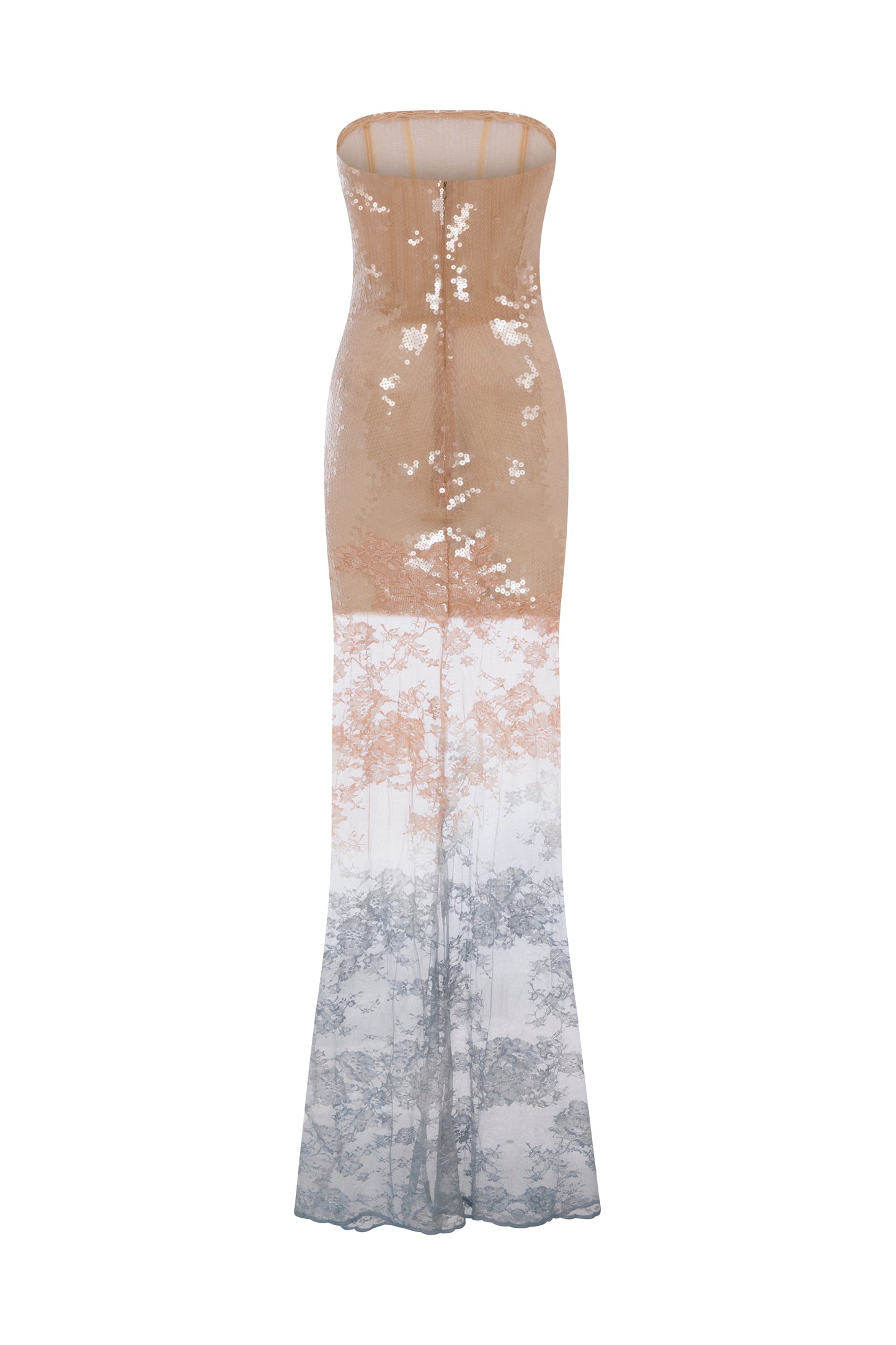 SEQUIN MAXI DRESS WITH GRADIENT LACE SKIRT