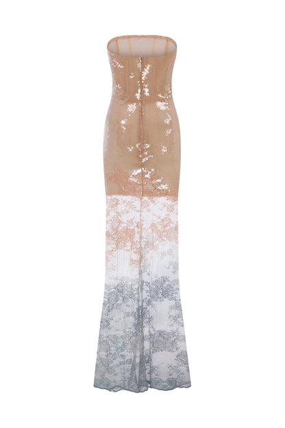 SEQUIN MAXI DRESS WITH GRADIENT LACE SKIRT