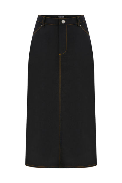 RAW DENIM MIDI SKIRT
