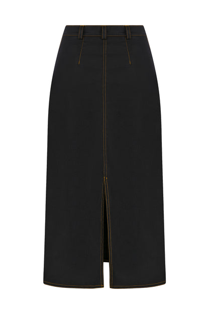 RAW DENIM MIDI SKIRT