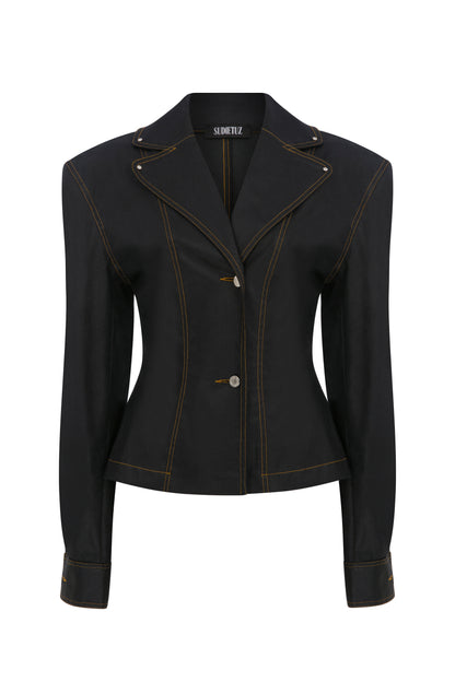 RAW DENIM JACKET WITH SHOULDERPADS