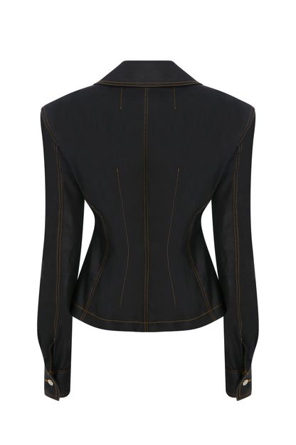 RAW DENIM JACKET WITH SHOULDERPADS