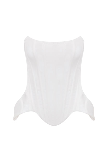 WHITE SATIN CORSET TOP