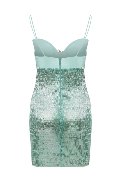 MINI BEADED DRESS IN MINT