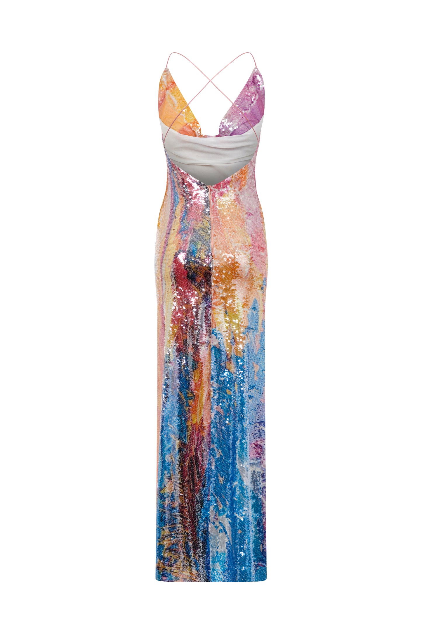 MAXI BACKLESS SEQUIN DRESS IN SUMMER GRADIENT