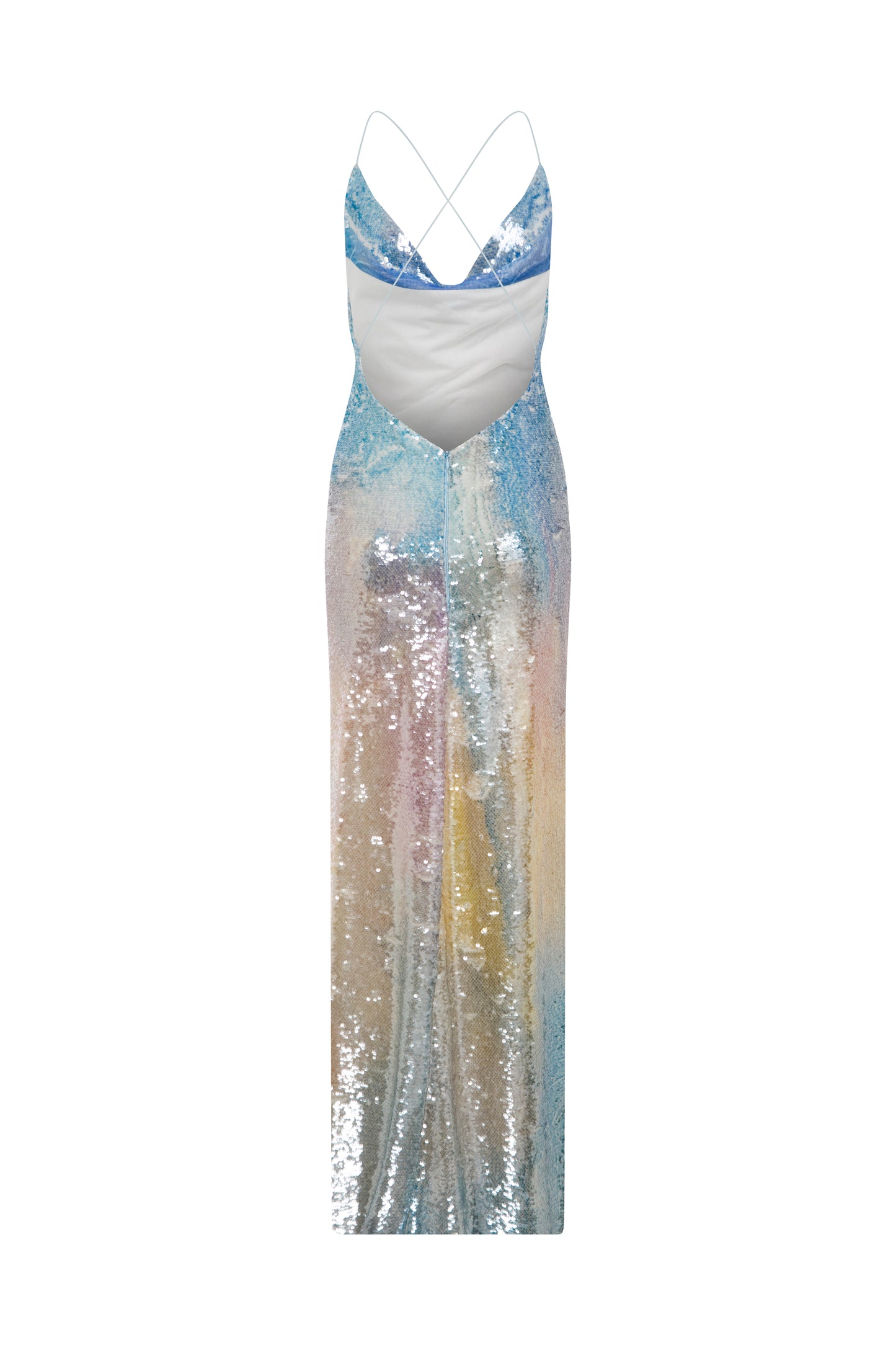 MAXI BACKLESS SEQUIN DRESS IN SOFT GRADIENT