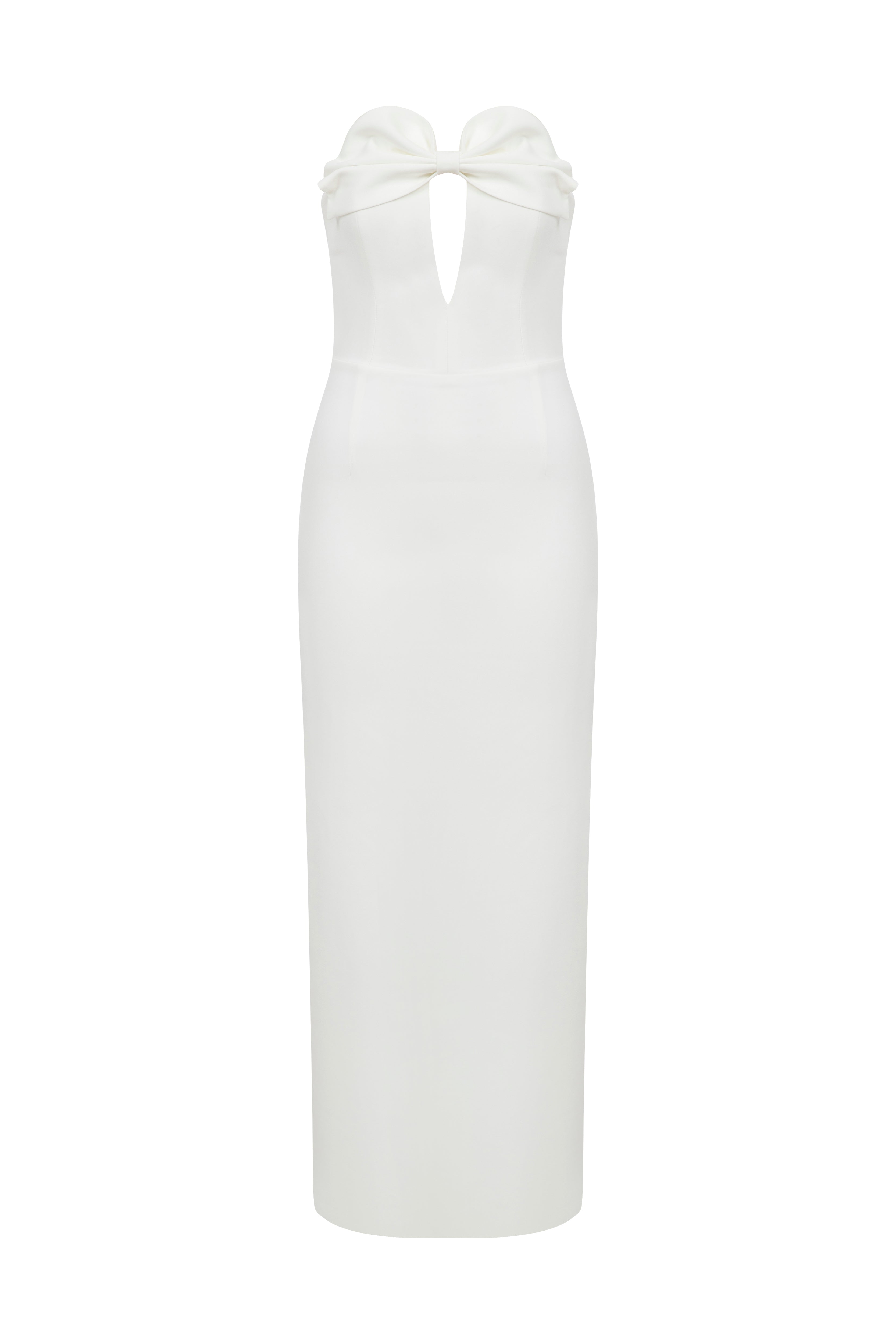 STRAPLESS CUT OUT BOW DETAIL MIDI DRESS – Sudietuz