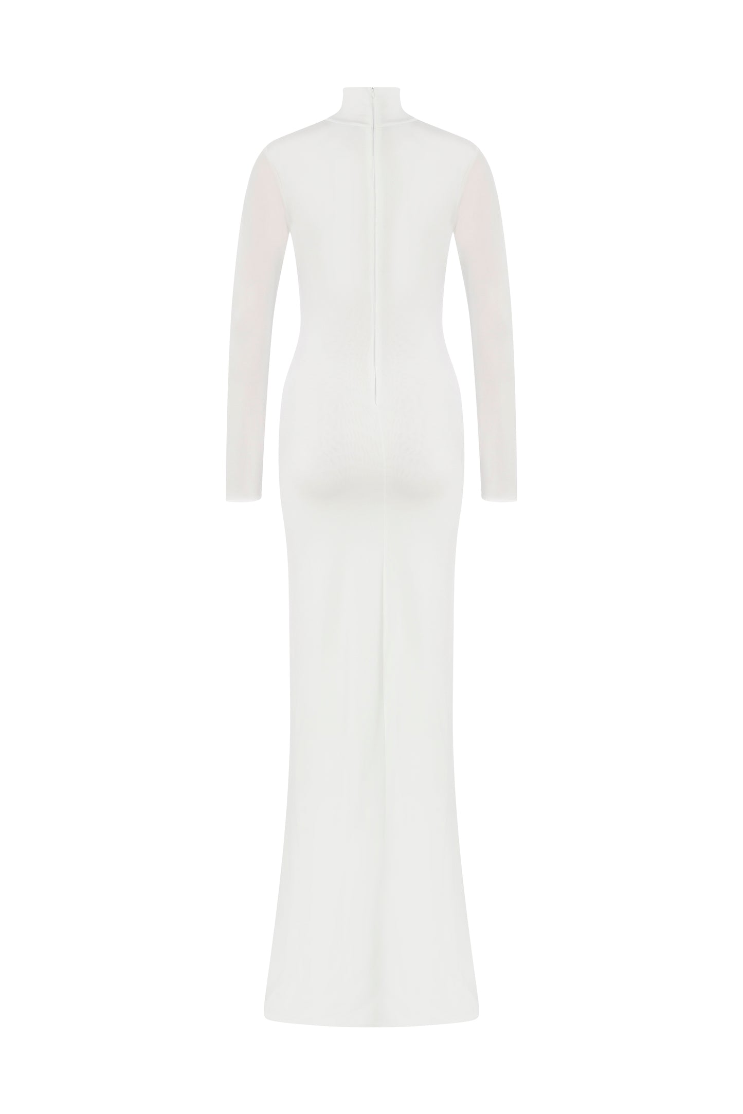 JERSEY MAXI DRESS WITH STONE ACCESSORIES IN WHITE