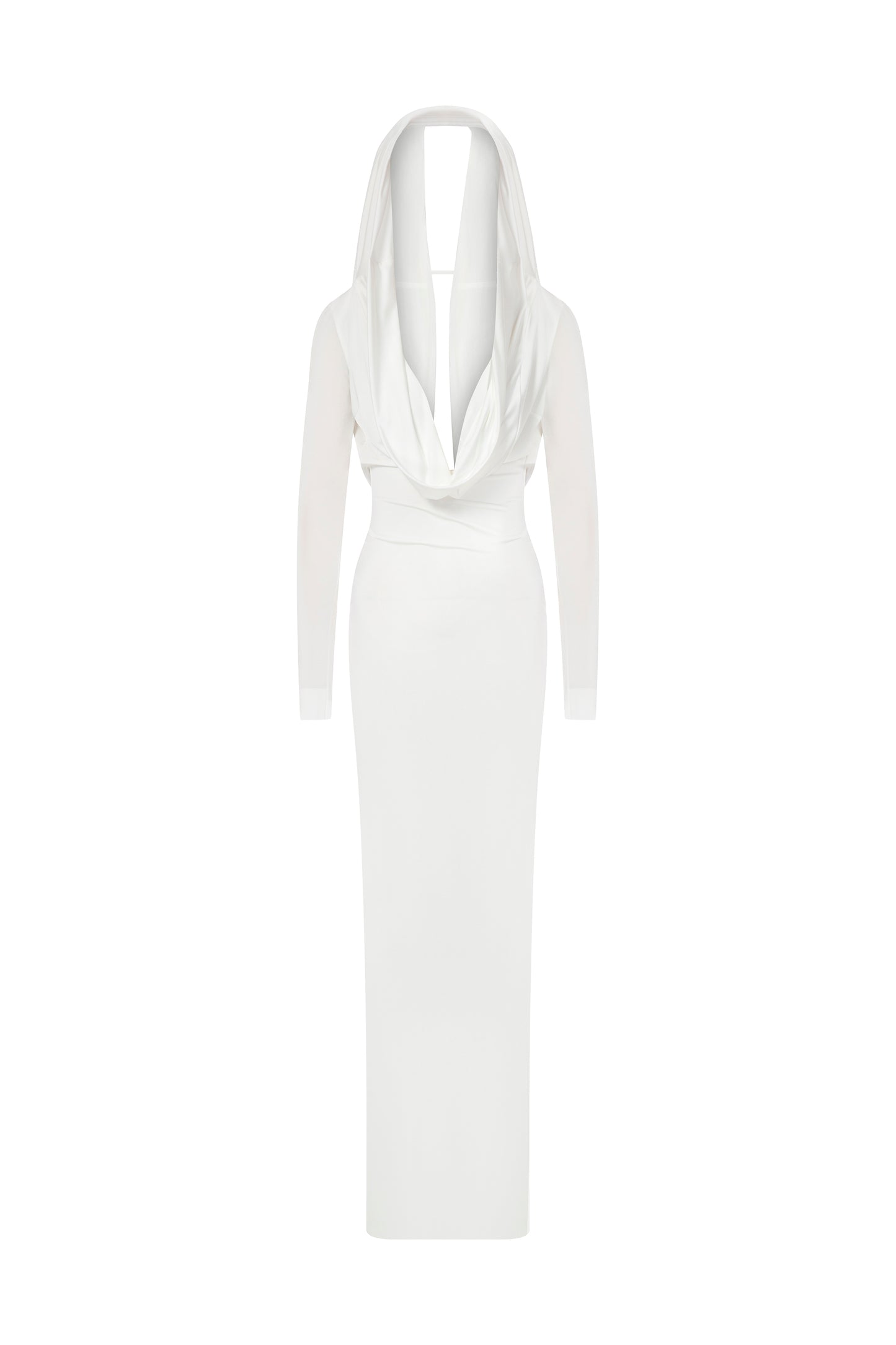 HOODED JERSEY DRESS WITH OPEN BACK