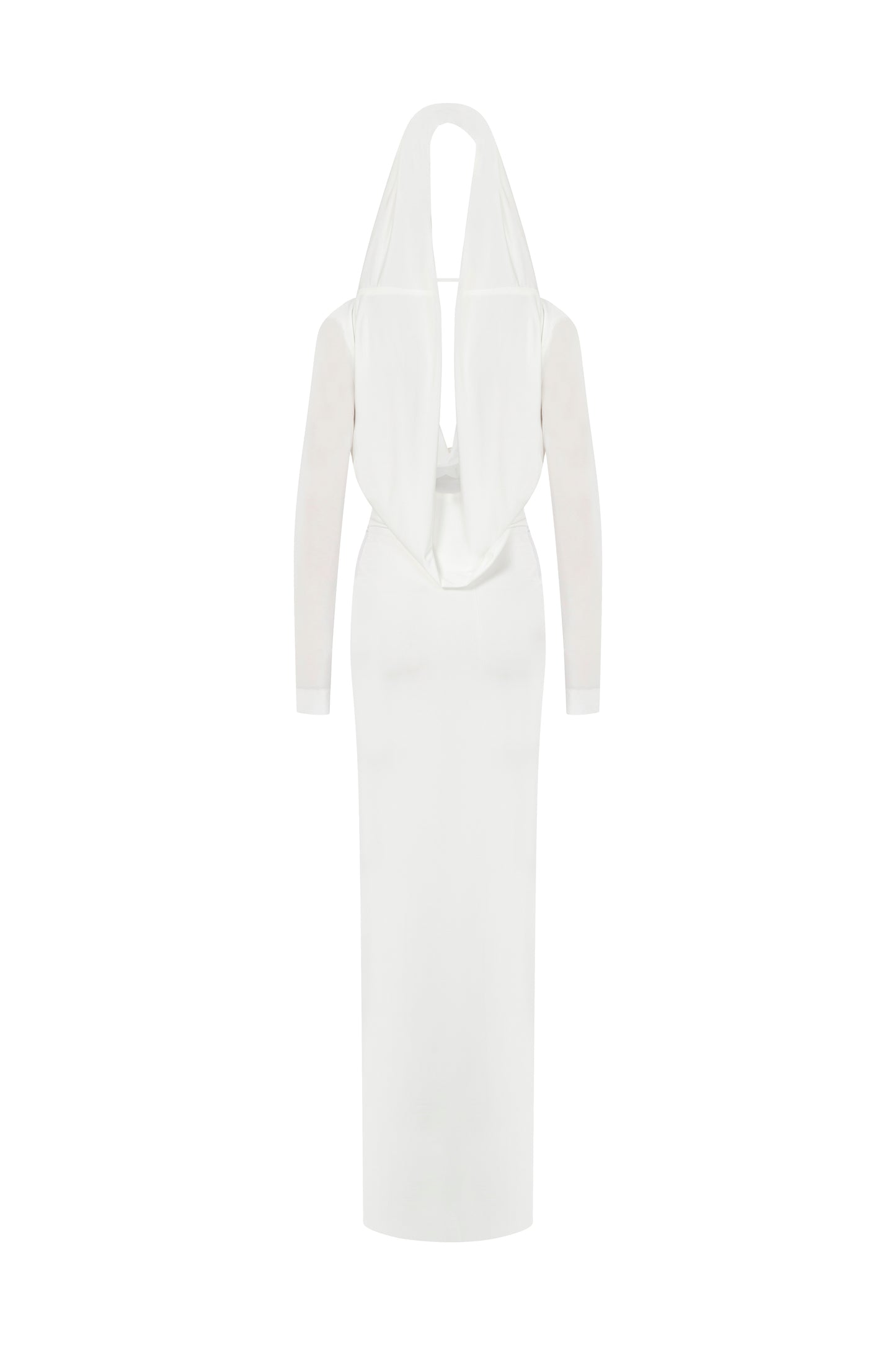 HOODED JERSEY DRESS WITH OPEN BACK