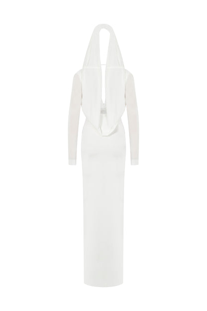 HOODED JERSEY DRESS WITH OPEN BACK