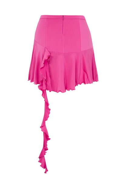 JERSEY MINI SKIRT WITH RUFFLES IN PINK