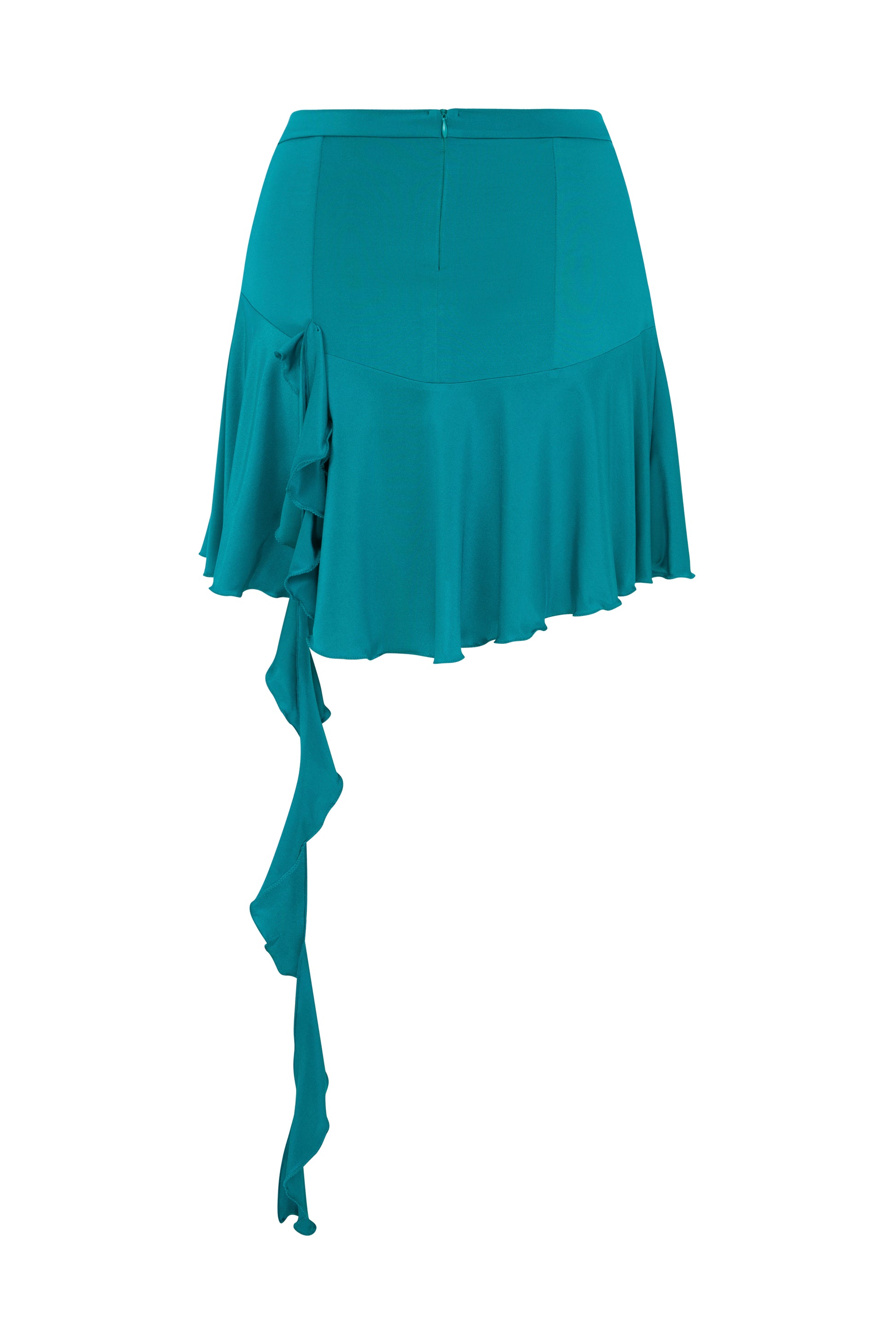 JERSEY MINI SKIRT WITH RUFFLES IN RUSTIC TURQUOISE – Sudietuz